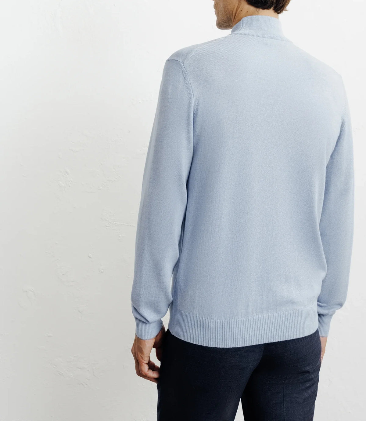 Pull col cheminée mérinos bleu ciel - IZAC