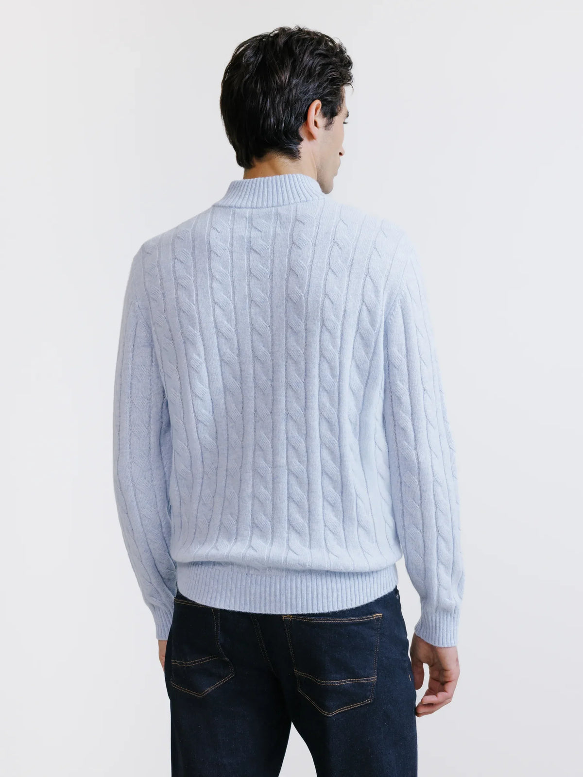 Pull col montant demi-zip bleu ciel - IZAC