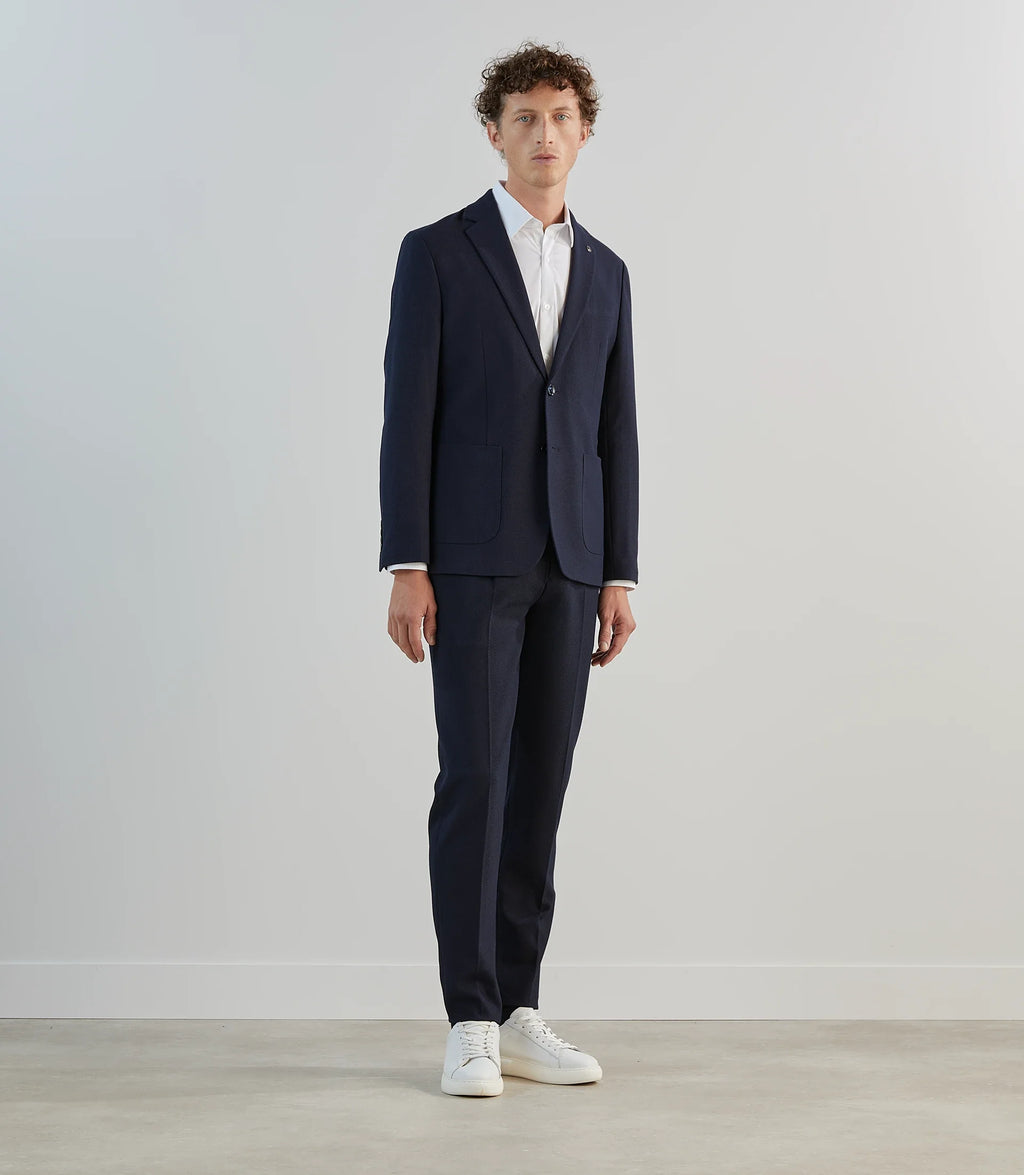 Pantalon ville en tissu armuré marine - IZAC