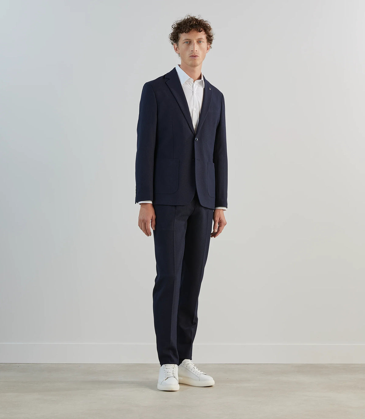 Pantalon ville en tissu armuré marine - IZAC