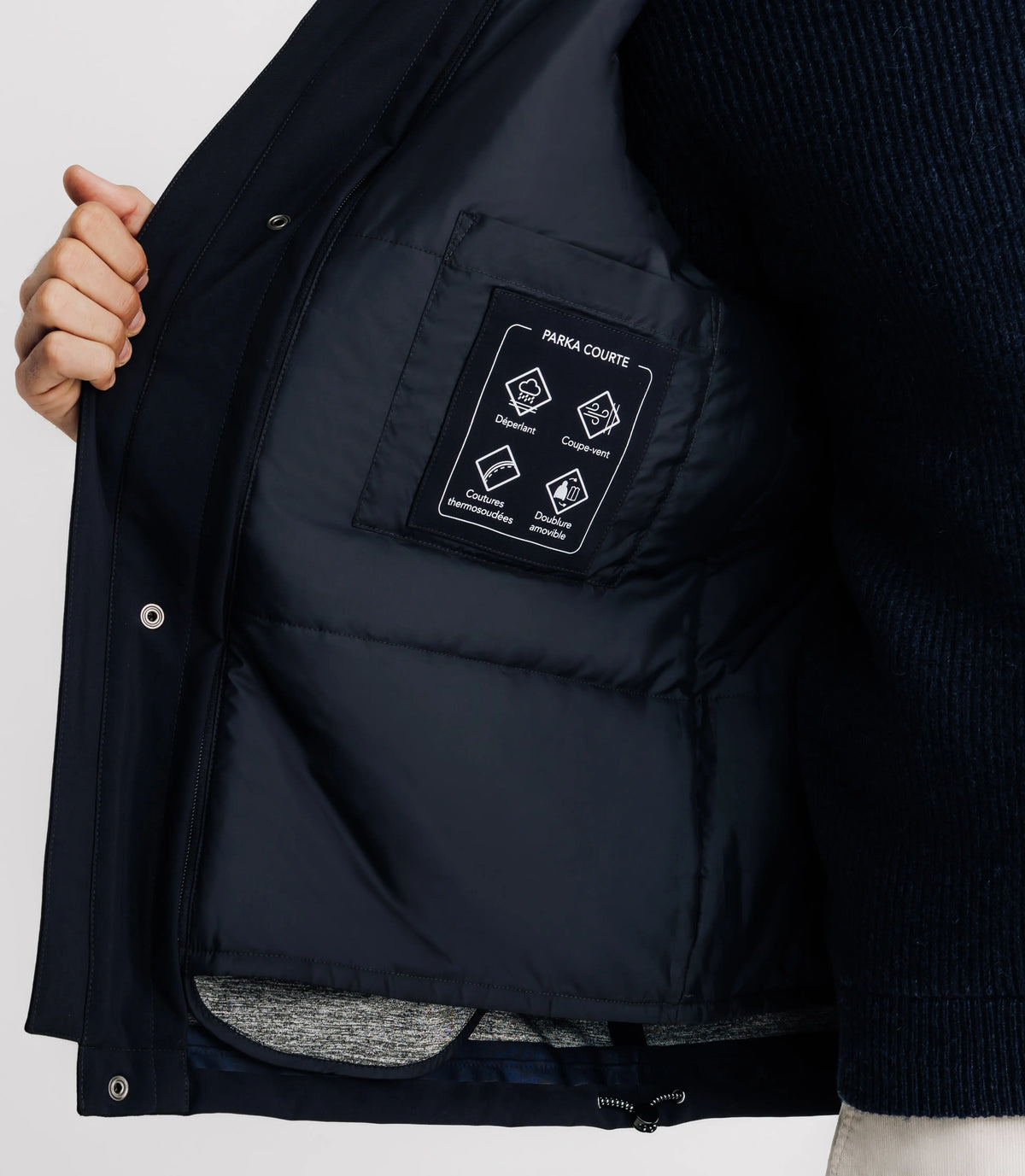 Parka courte avec col montant marine - IZAC