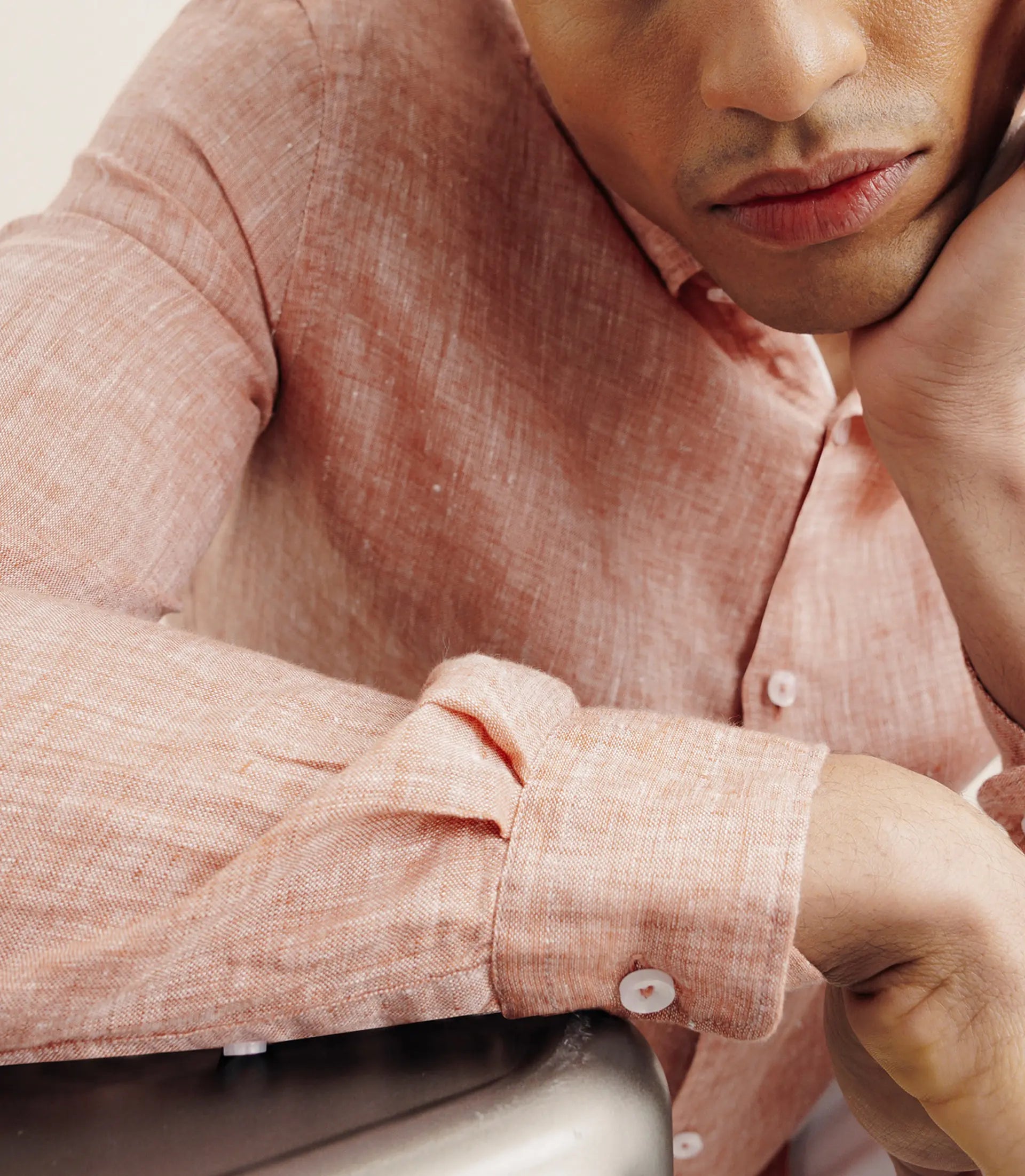 Chemise regular 100% lin orange - IZAC