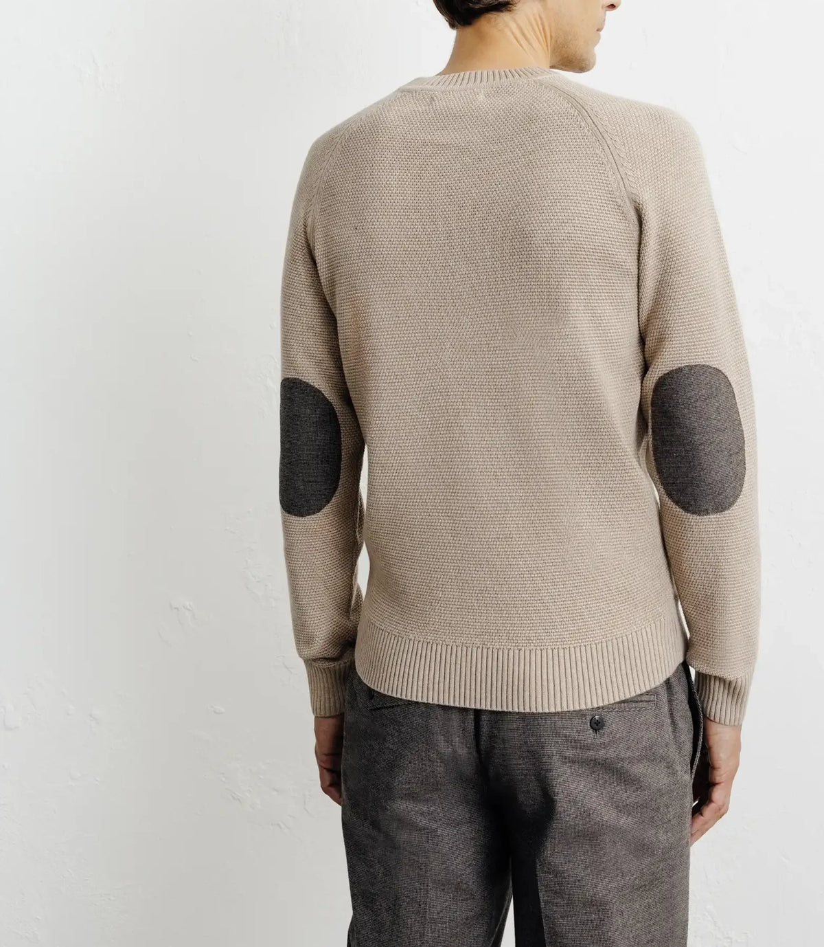 Pull col rond jeux de points beige - IZAC