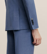 Costume croisé tissu laine mélangée bleu - IZAC