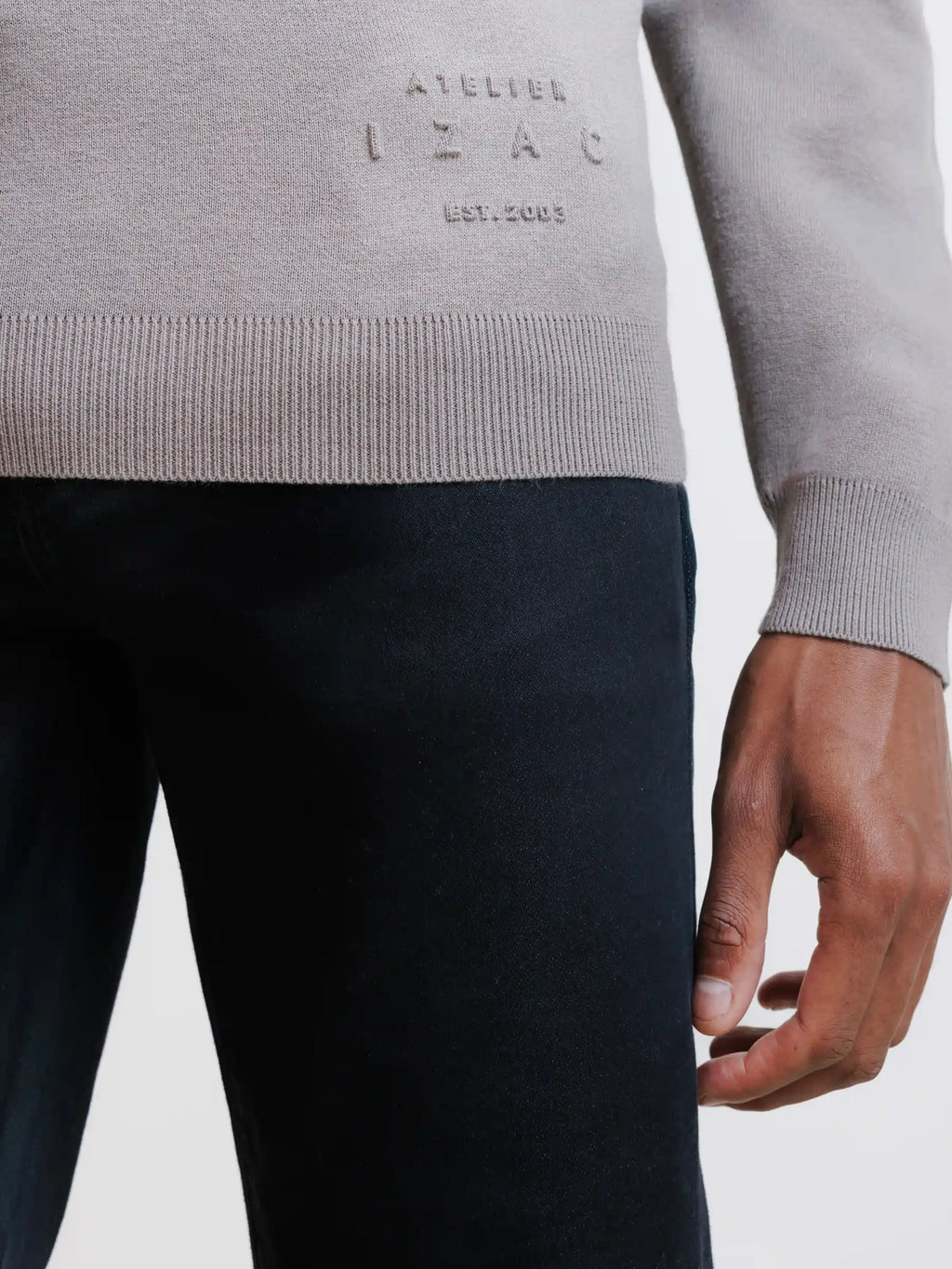 Pull col rond teddy taupe - IZAC