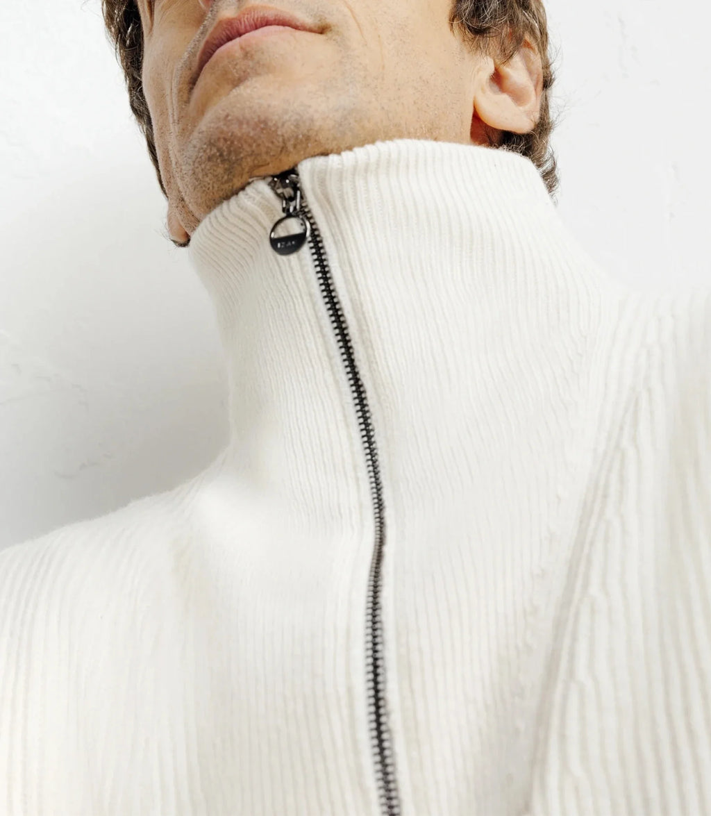 Pull en laine col camionneur écru - IZAC