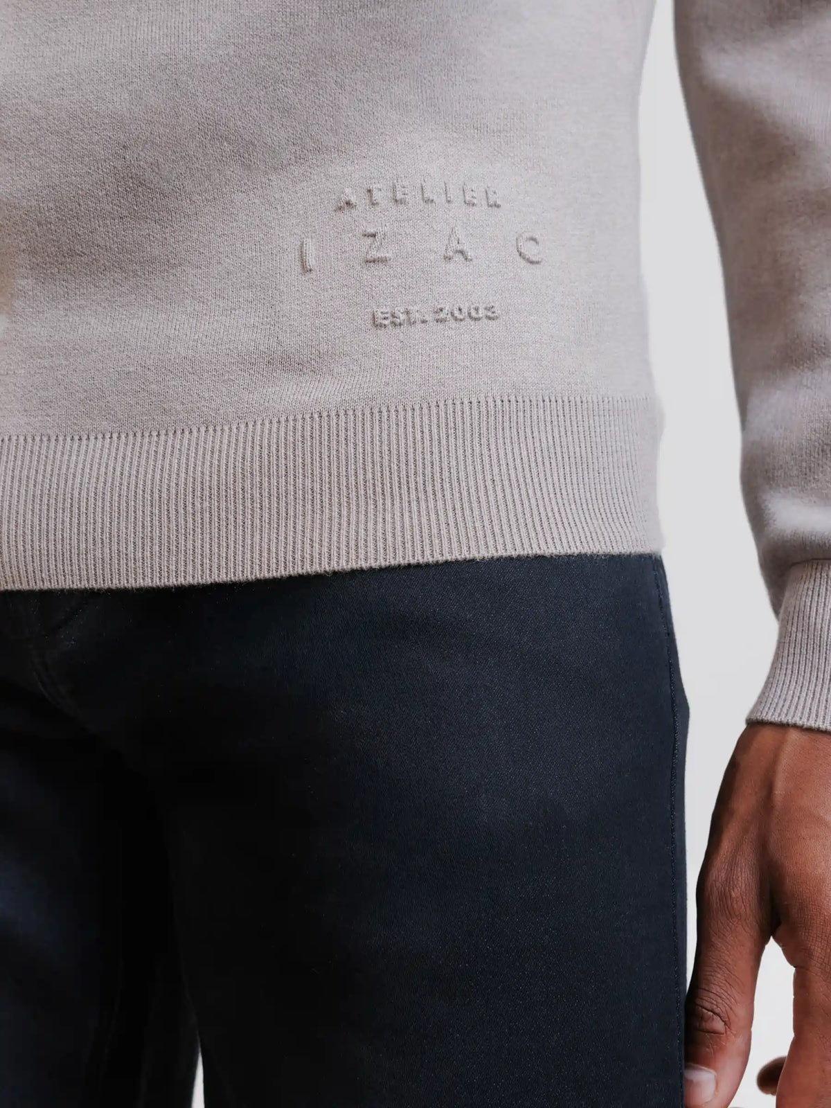 Pull à col demi-zippé taupe - IZAC