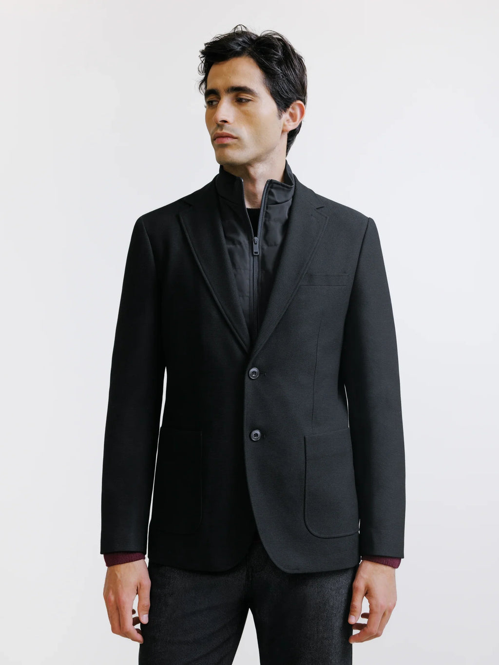 Veste en tissu armuré noire - IZAC