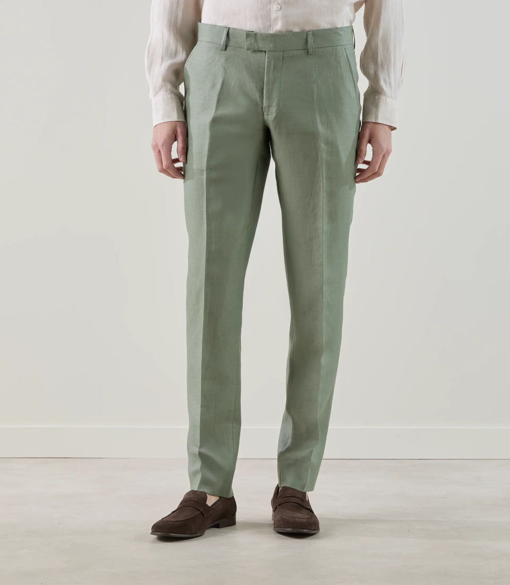 Costume 2 boutons 100% lin vert - IZAC