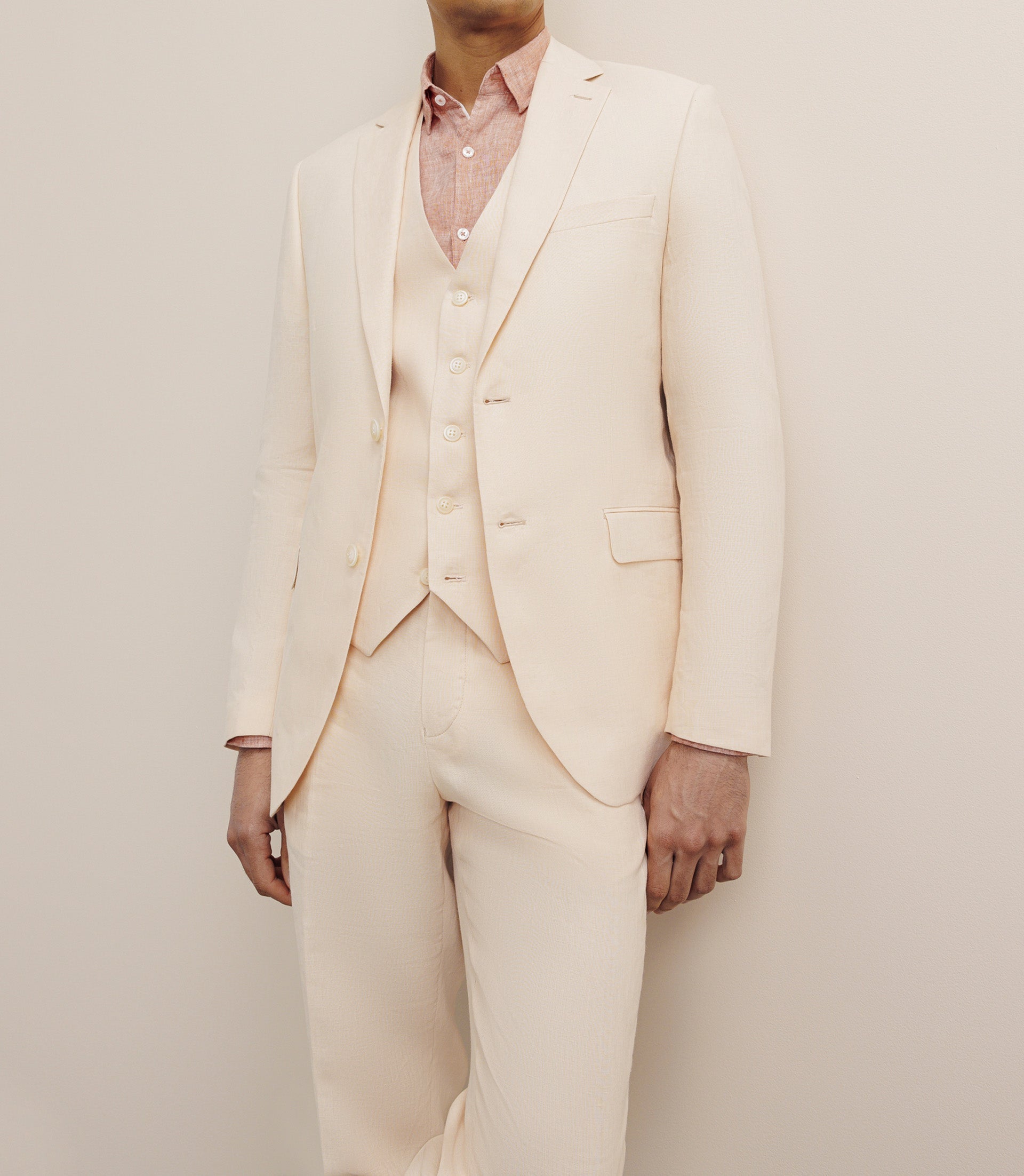 Veste ville 100% lin séparable pêche - IZAC