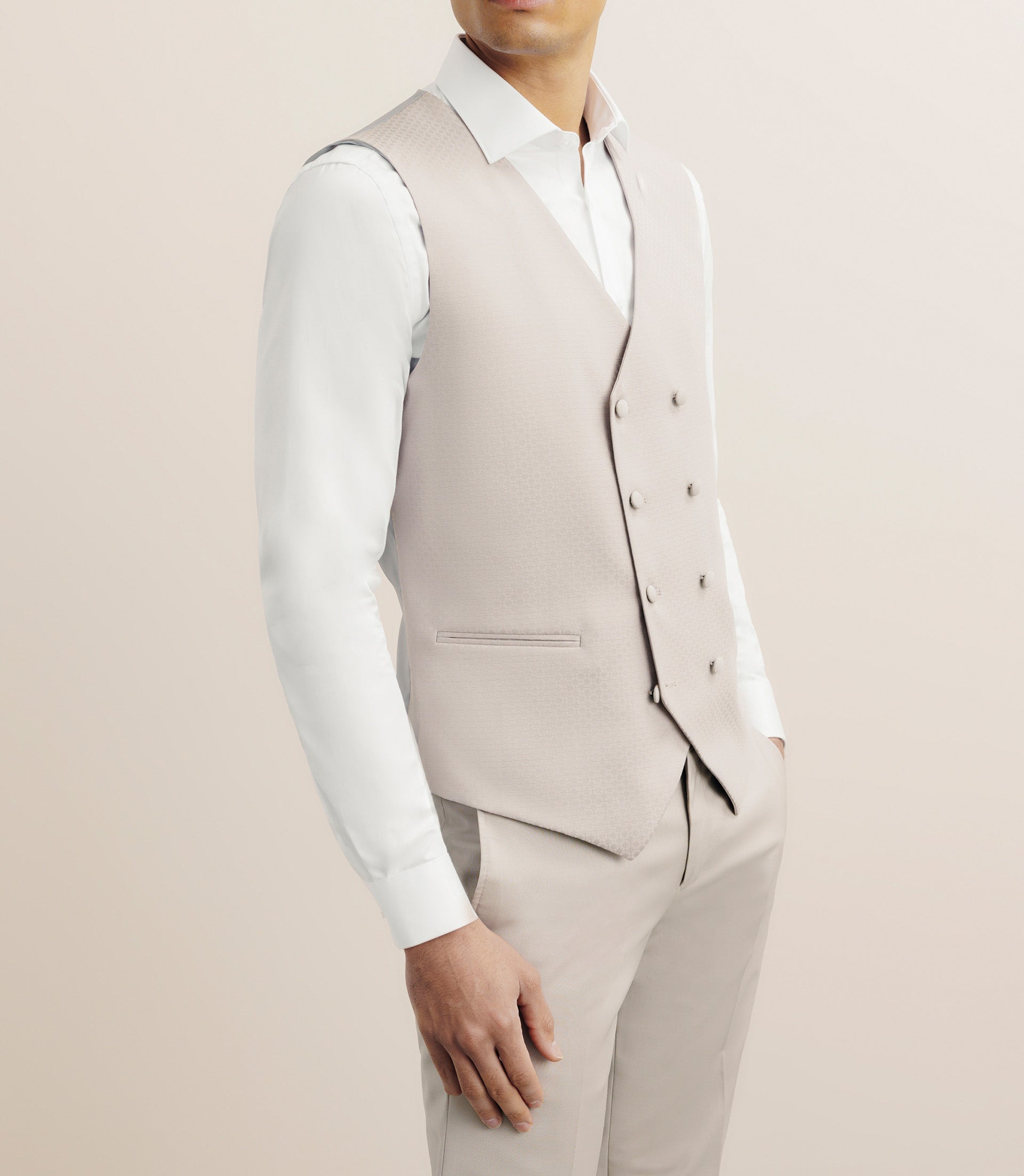 Costume 3 pièces cérémonie ajusté beige - IZAC