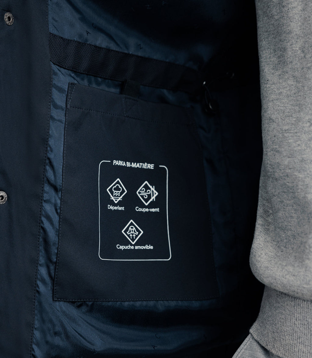 Parka avec capuche amovible marine - IZAC