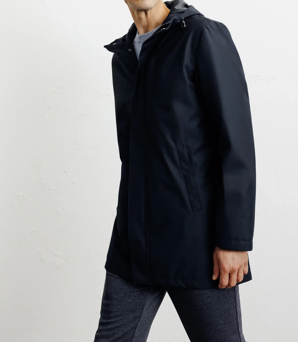 Parka légère à capuche marine