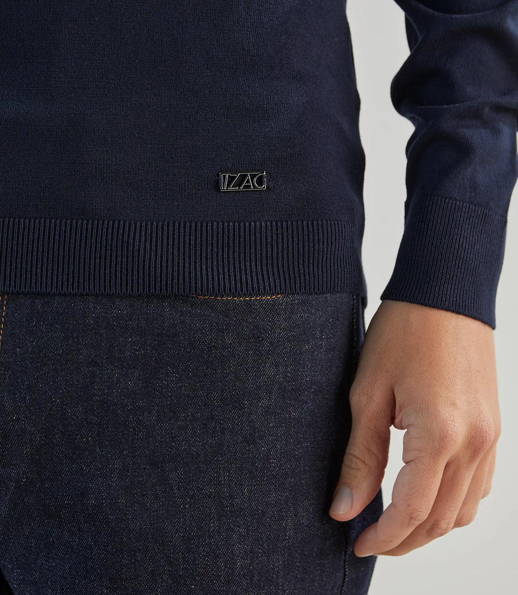 Pull demi - zip à col montant marine - IZAC