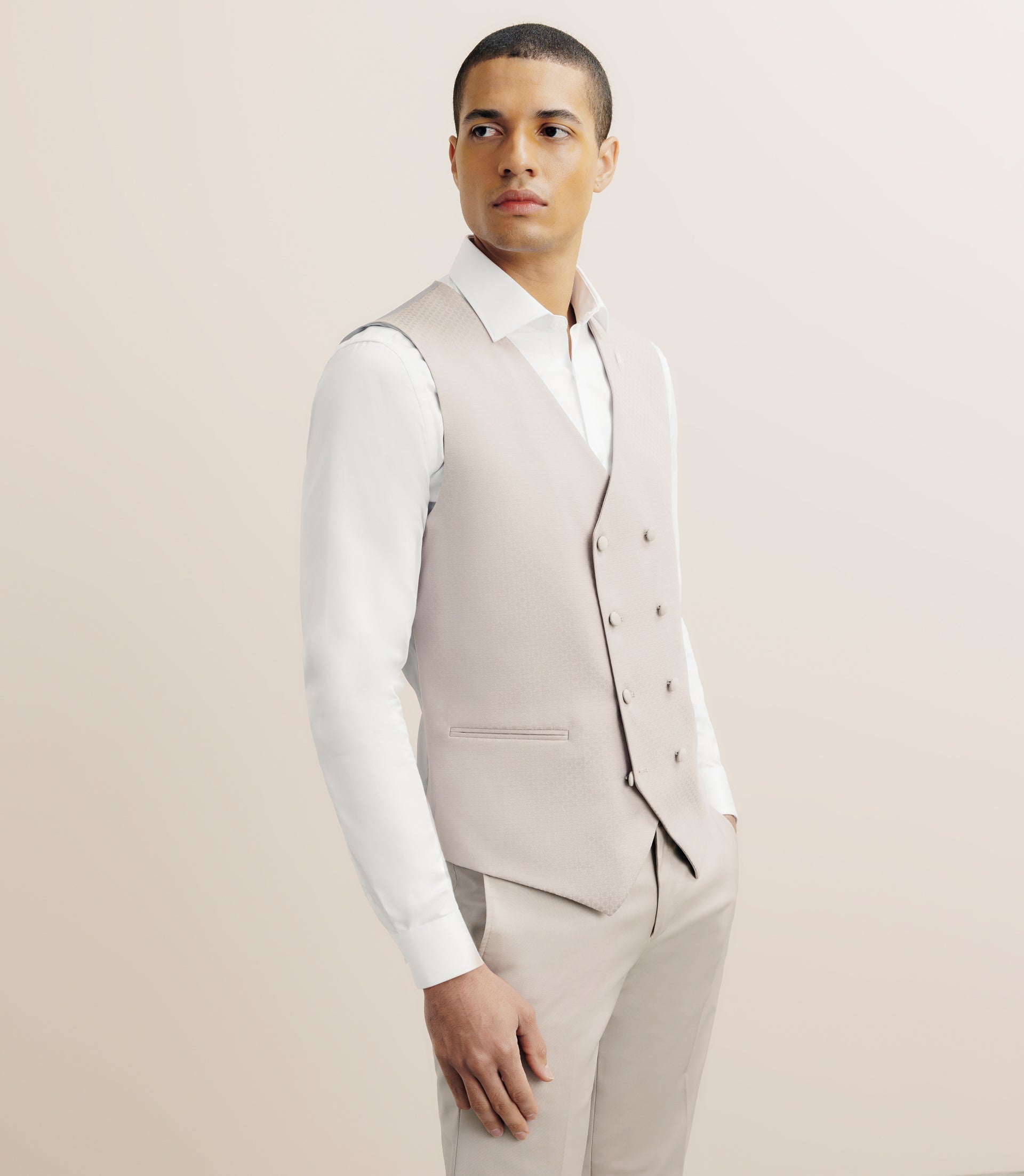 Costume 3 pièces cérémonie ajusté beige - IZAC