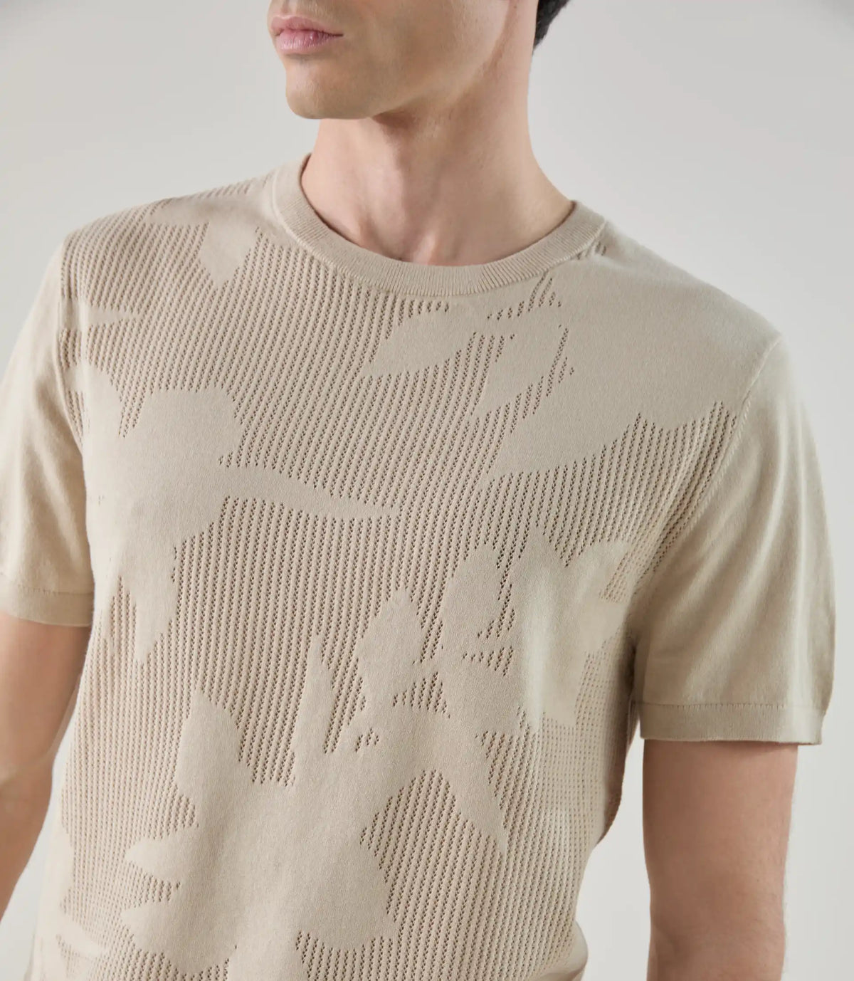 T-shirt en maille beige - IZAC