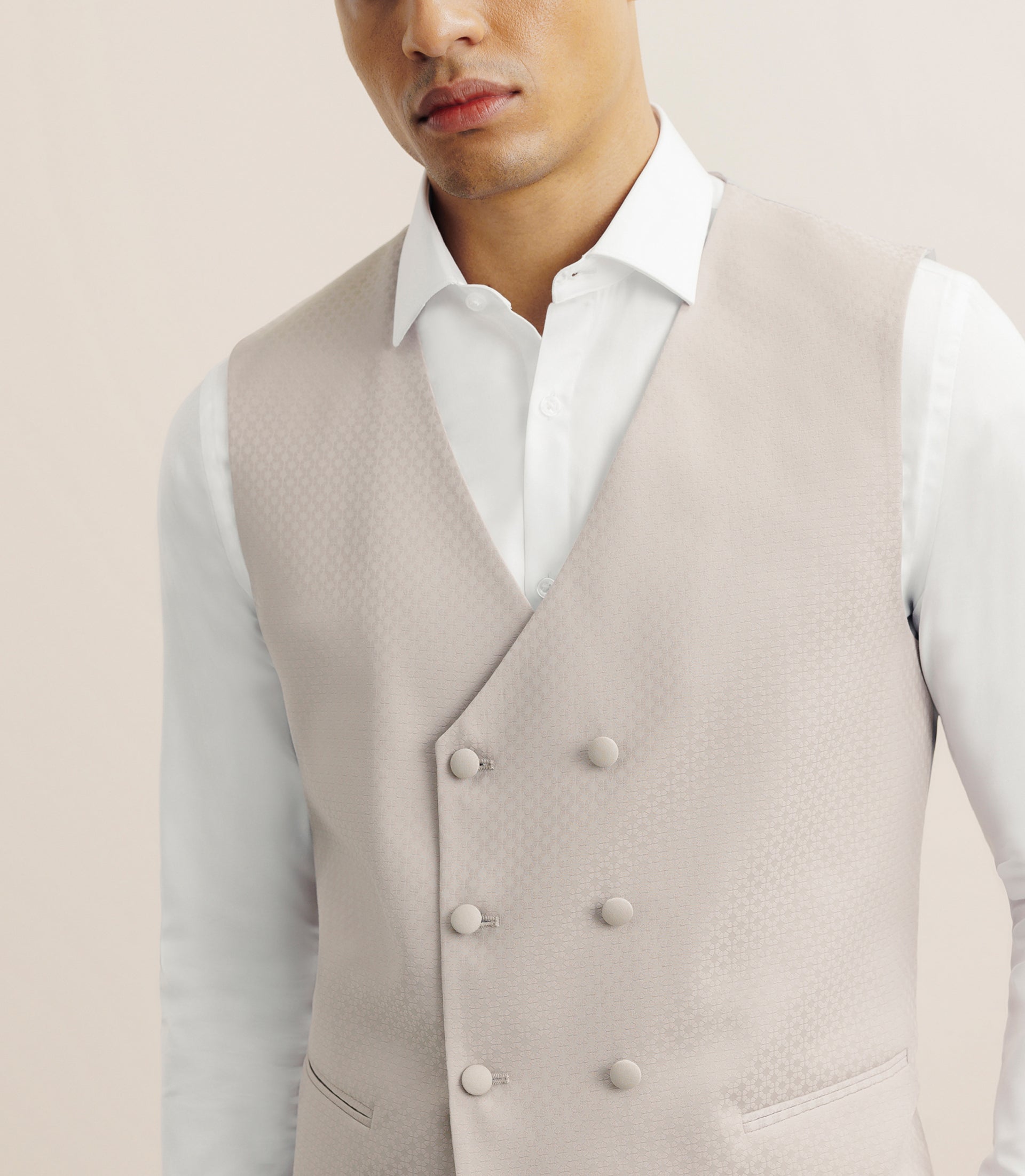 Costume 3 pièces cérémonie ajusté beige - IZAC