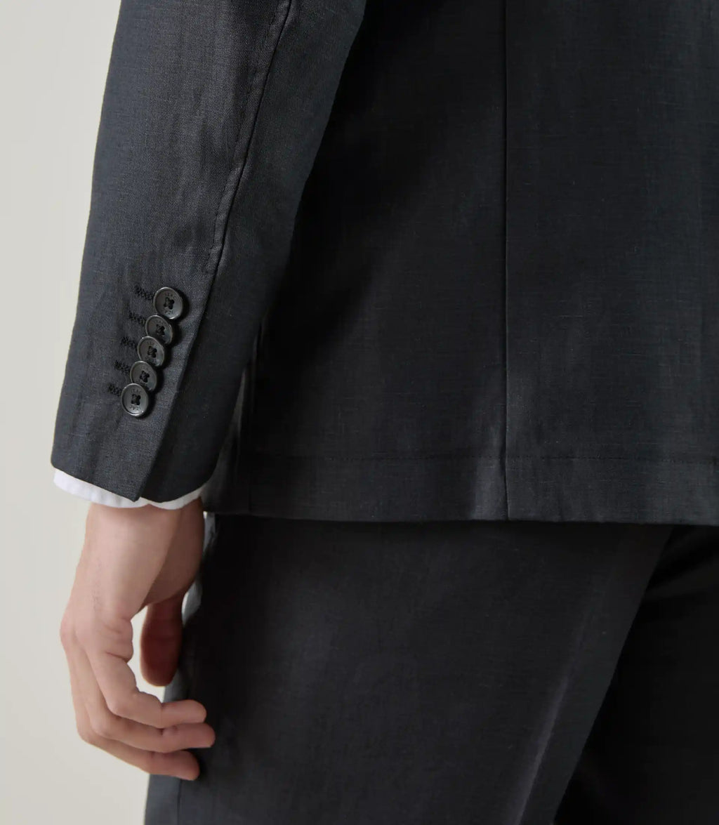 Veste col mao 100% lin noir - IZAC