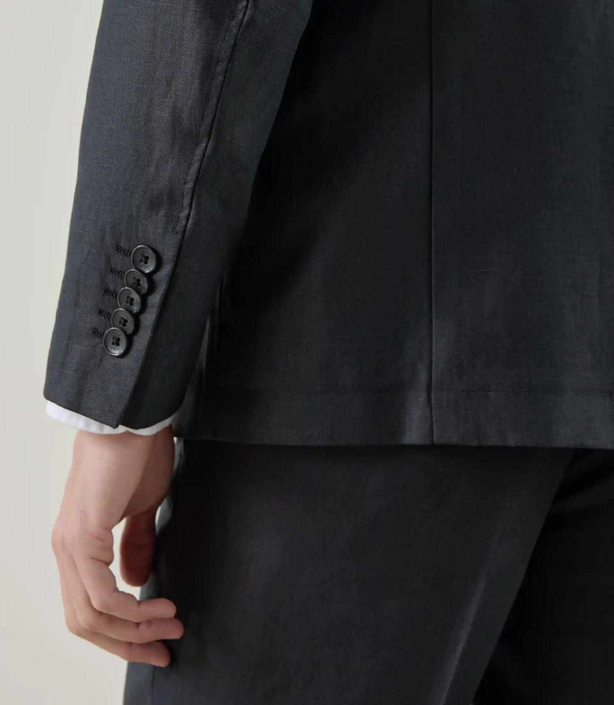 Veste col mao 100% lin noir - IZAC