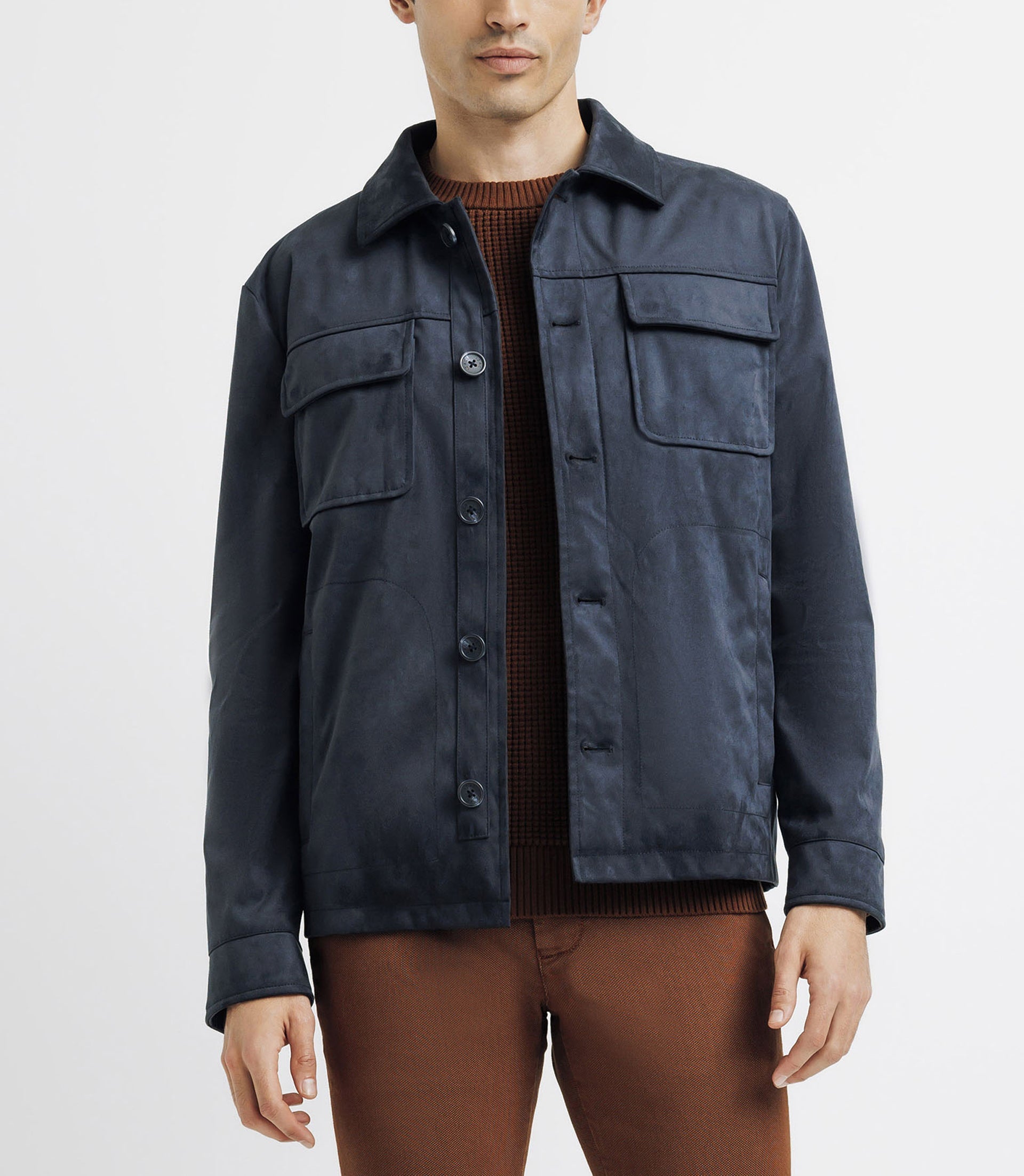 Blouson en suédine marine - IZAC