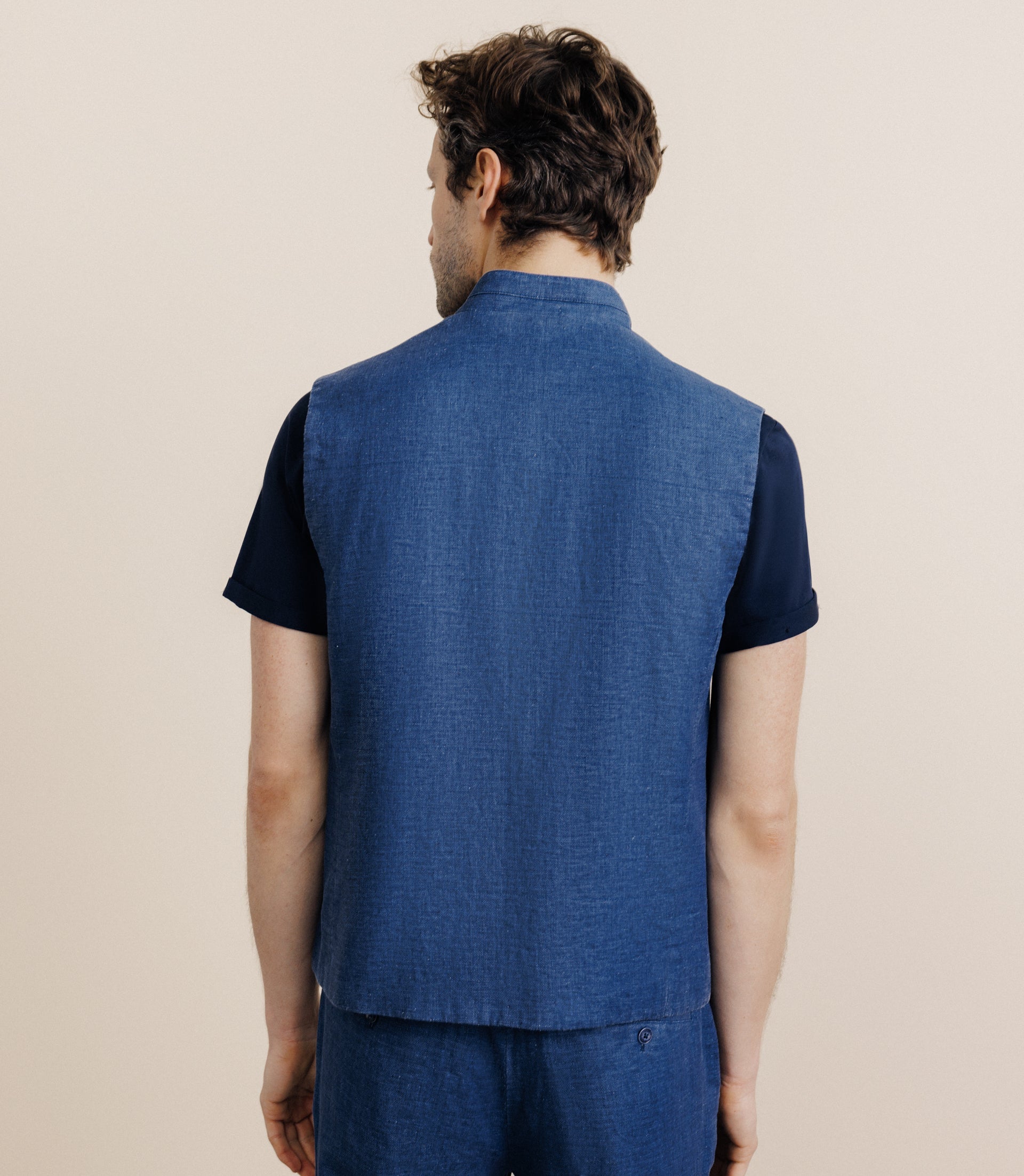 Blouson sans manche indigo - IZAC