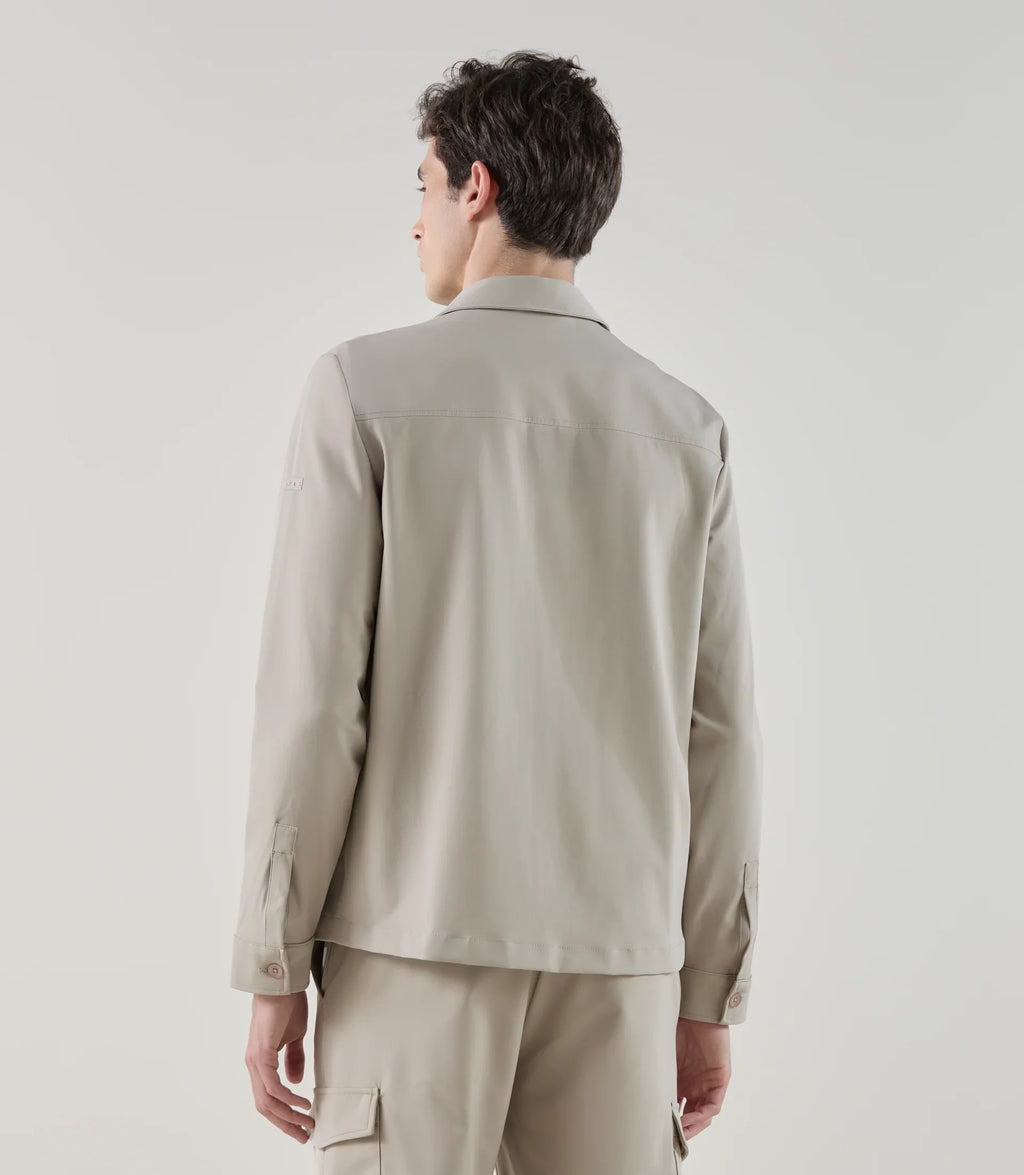 Blouson col chemise tissu technique beige - IZAC