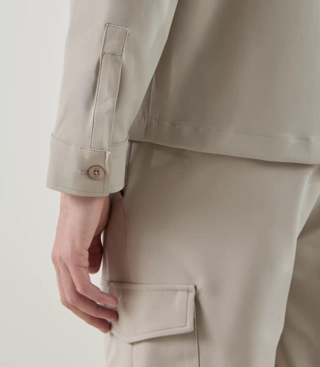 Blouson col chemise tissu technique beige - IZAC