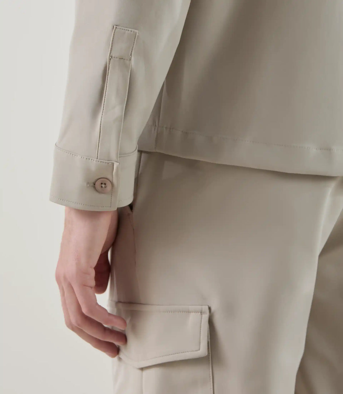 Blouson col chemise tissu technique beige - IZAC