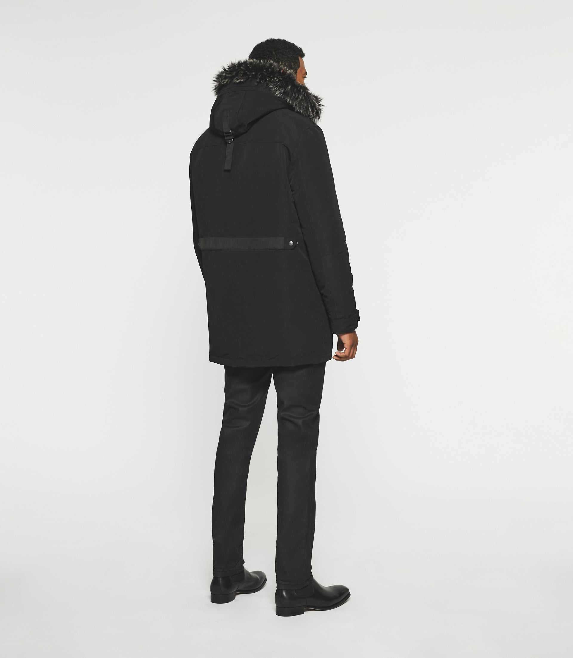 Parka longue à capuche noir MANOURY - IZAC