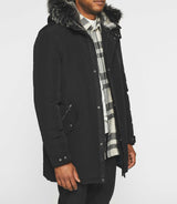 Parka longue à capuche noir MANOURY - IZAC