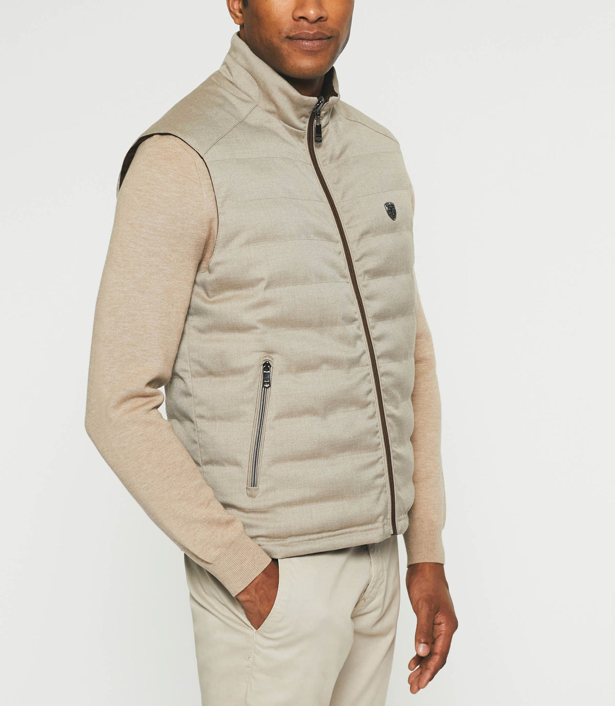 Doudoune sans manches réversible marron et beige MICKELBIS - IZAC