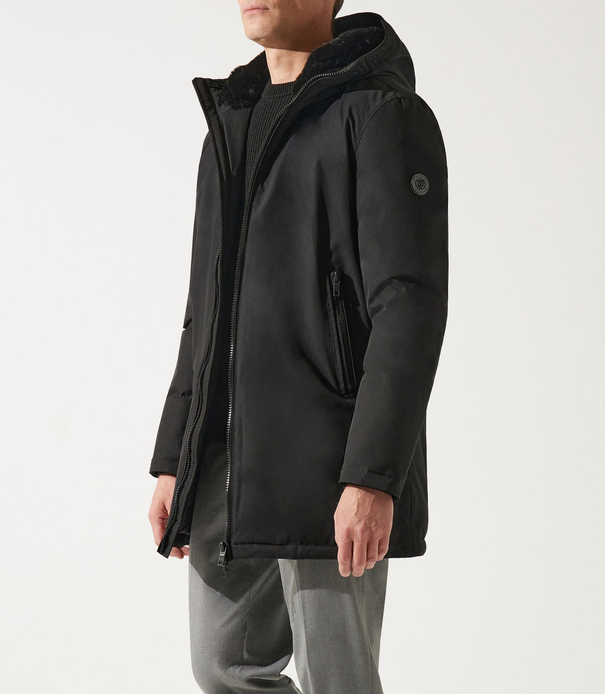 Parka longue à capuche noire MIRKO - IZAC