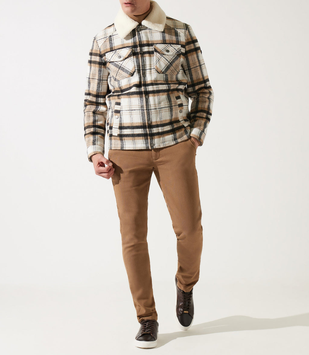 Blouson en laine col sherpa camel/noir MUNICH - IZAC