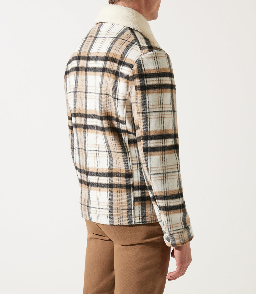 Blouson en laine col sherpa camel/noir MUNICH - IZAC