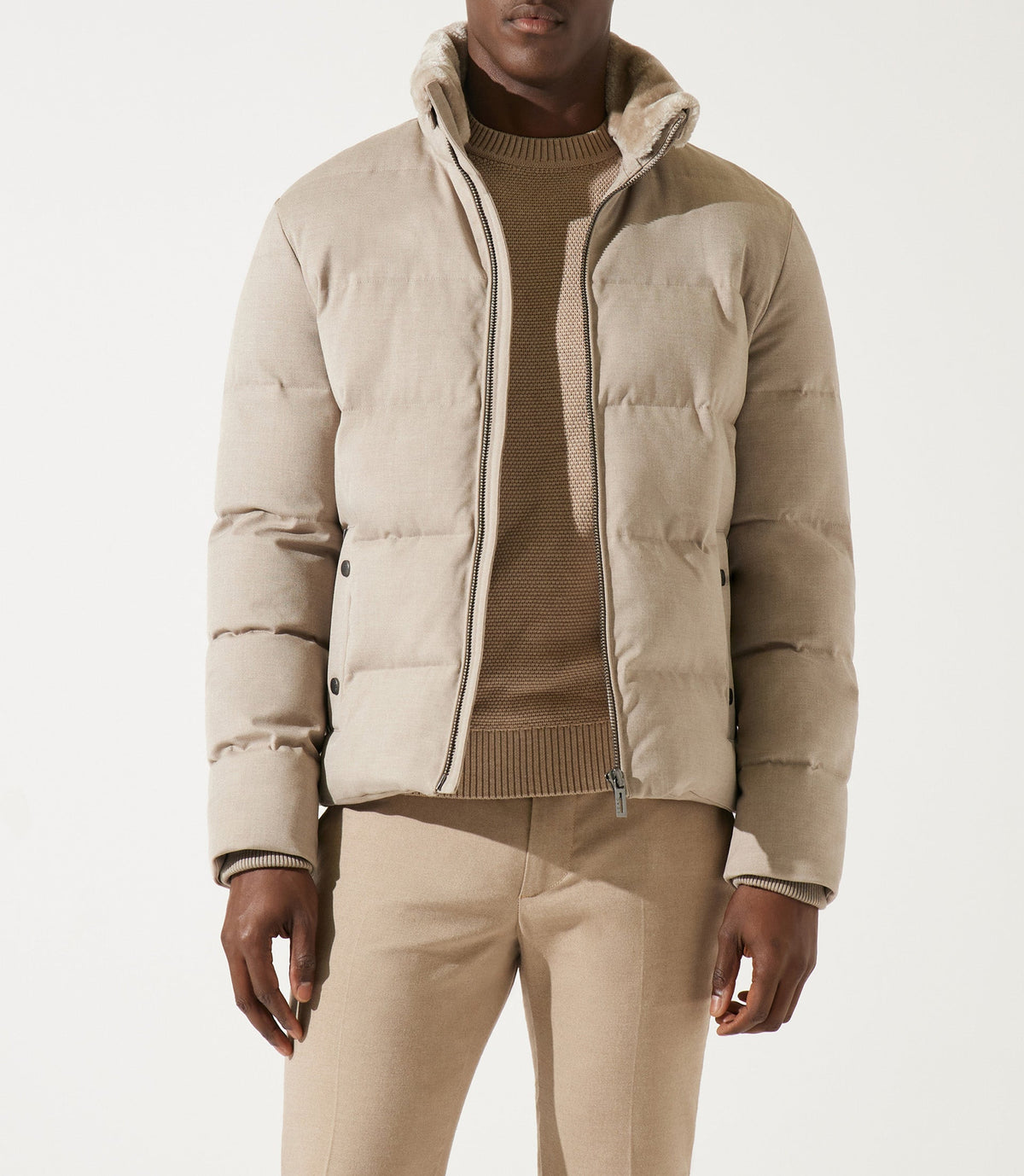 Doudoune col montant matelassé beige MADRID - IZAC