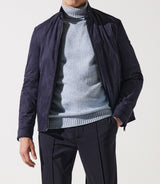 Blouson col officier en suède marine MALWEN - IZAC