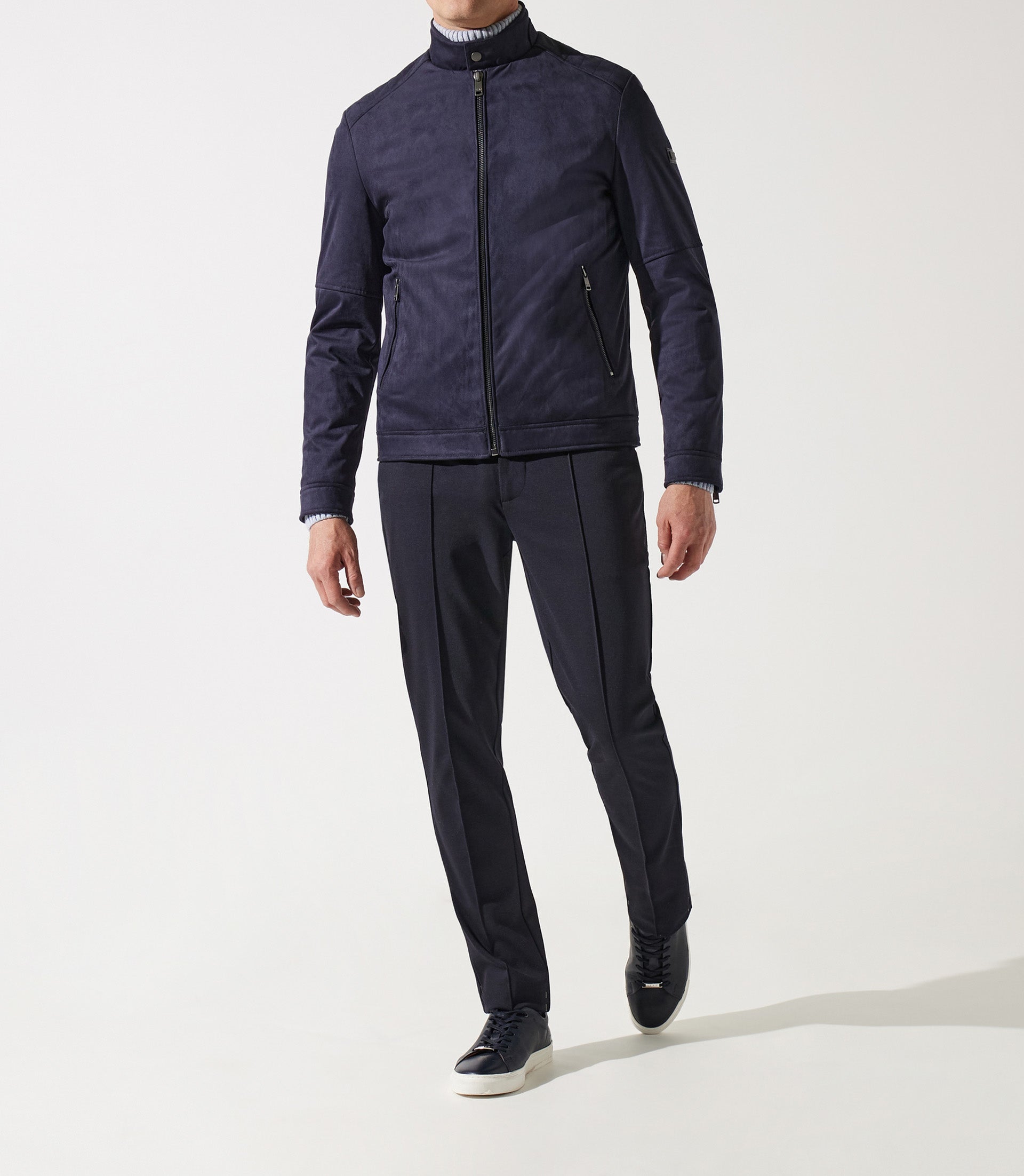 Blouson col officier en suède marine MALWEN - IZAC