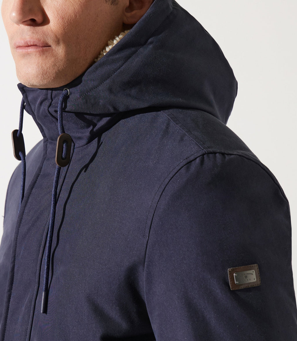 Parka longue à capuche marine MANCHESTER - IZAC