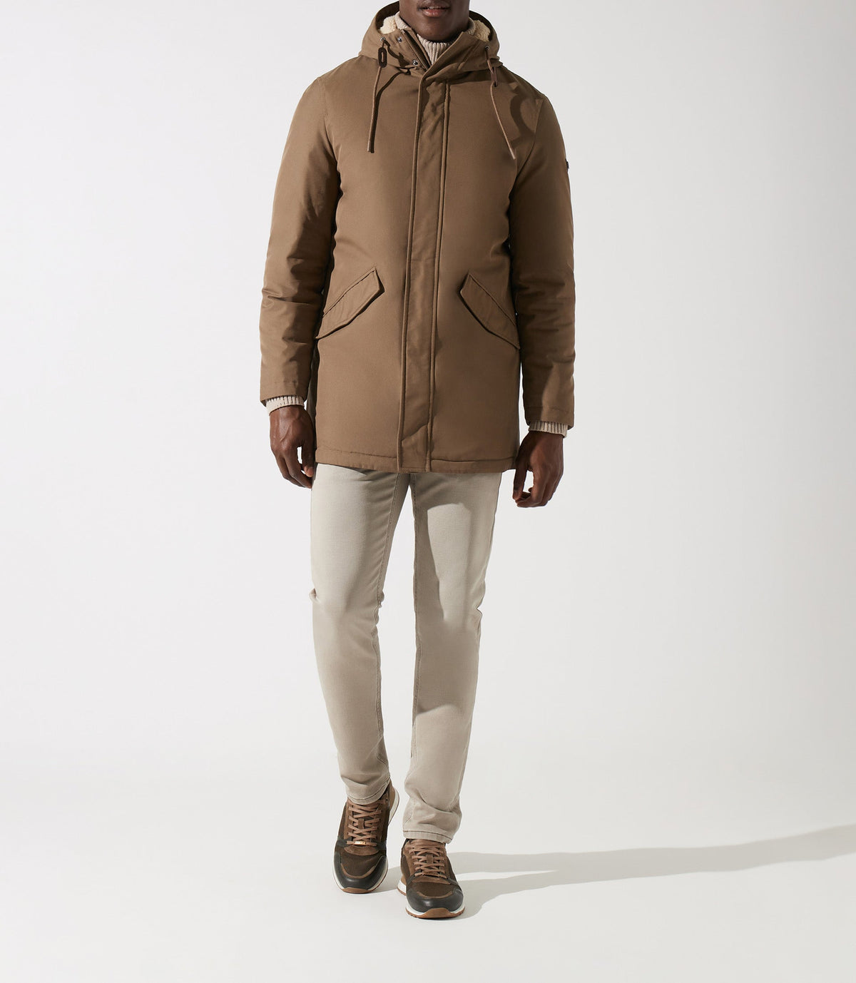 Parka longue à capuche taupe MANCHESTER - IZAC