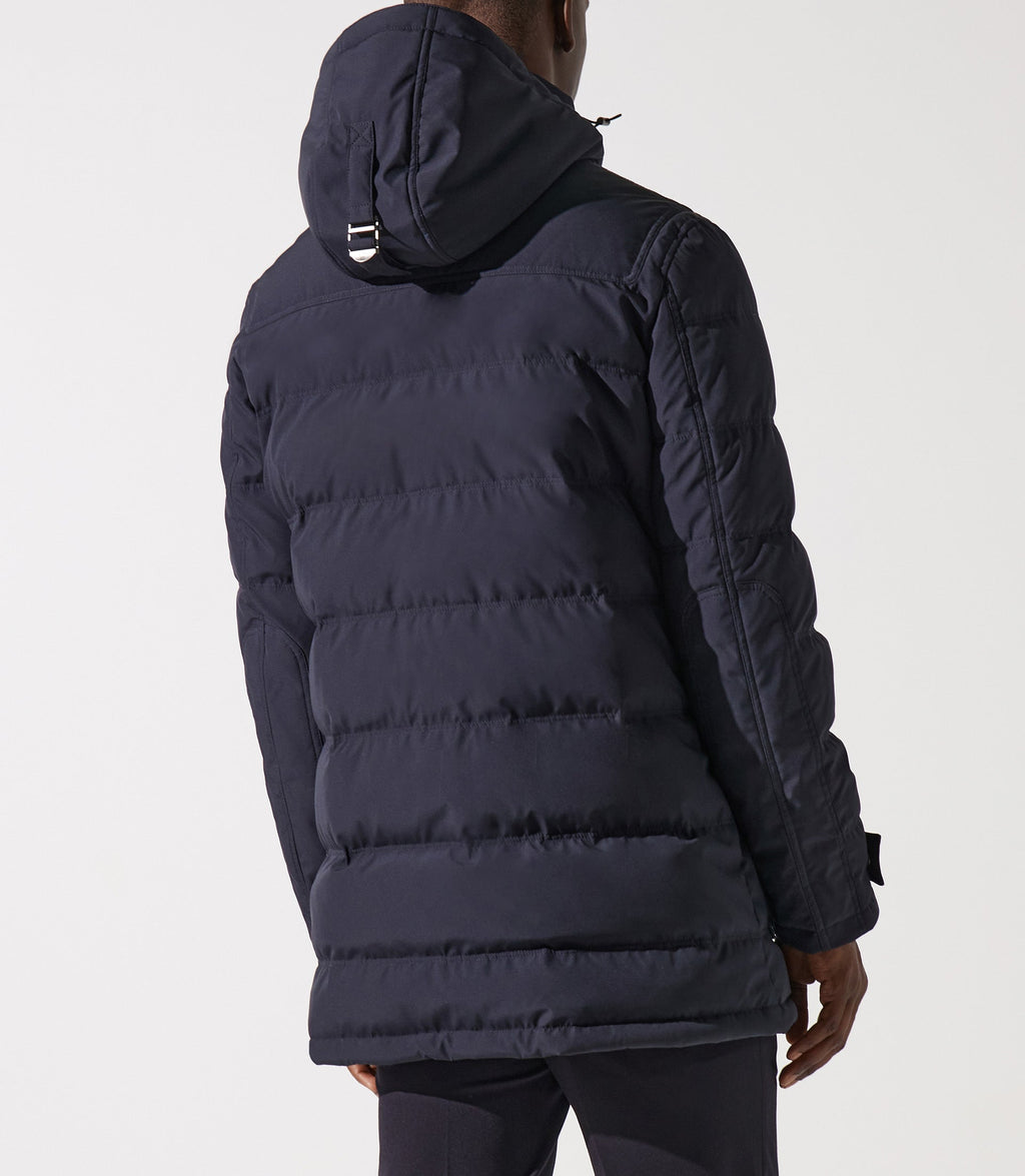 Parka longue à capuche matelassée marine MASSI - IZAC