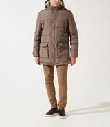 Parka longue à capuche matelassée taupe - IZAC