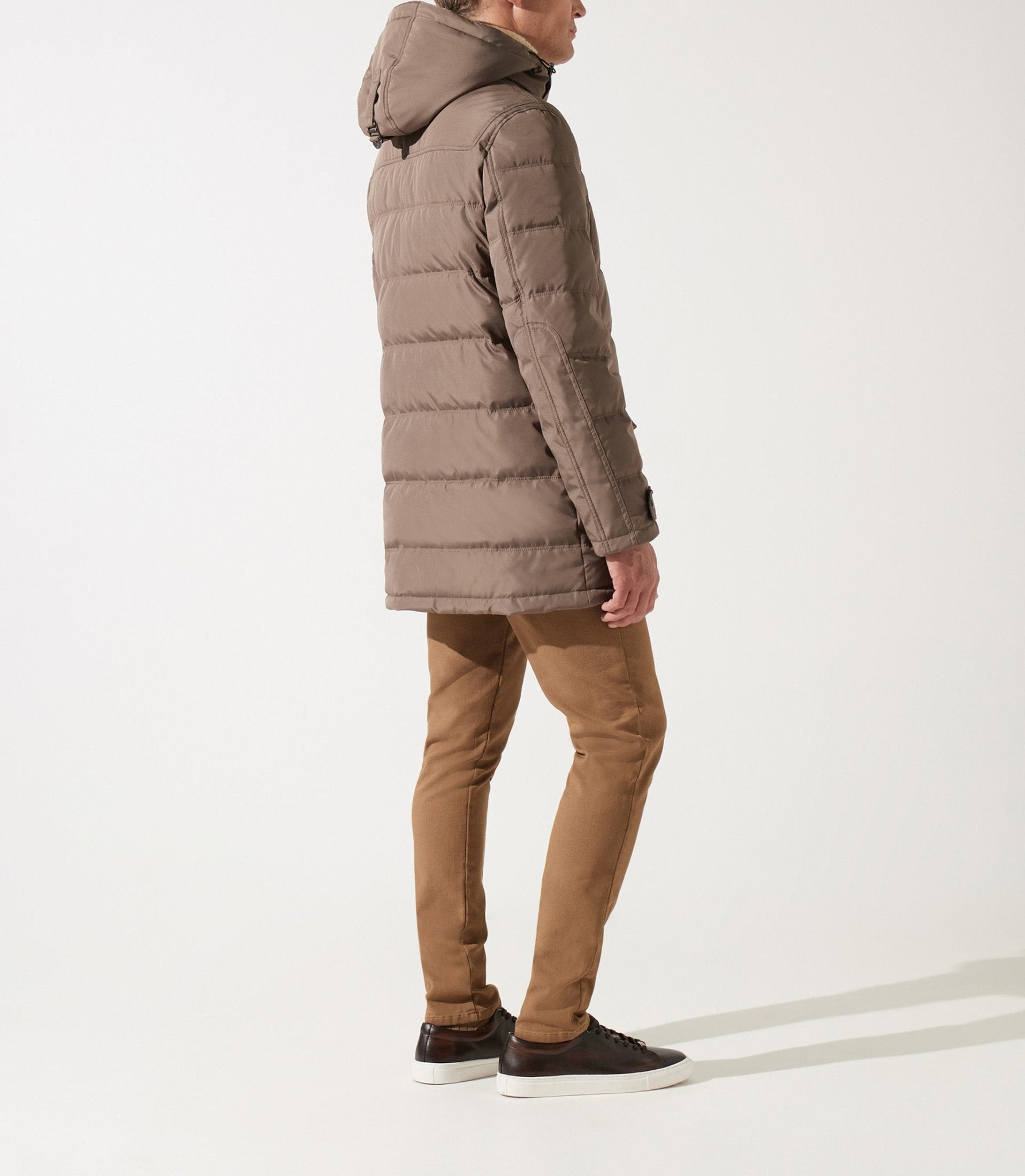 Parka longue à capuche matelassée taupe - IZAC