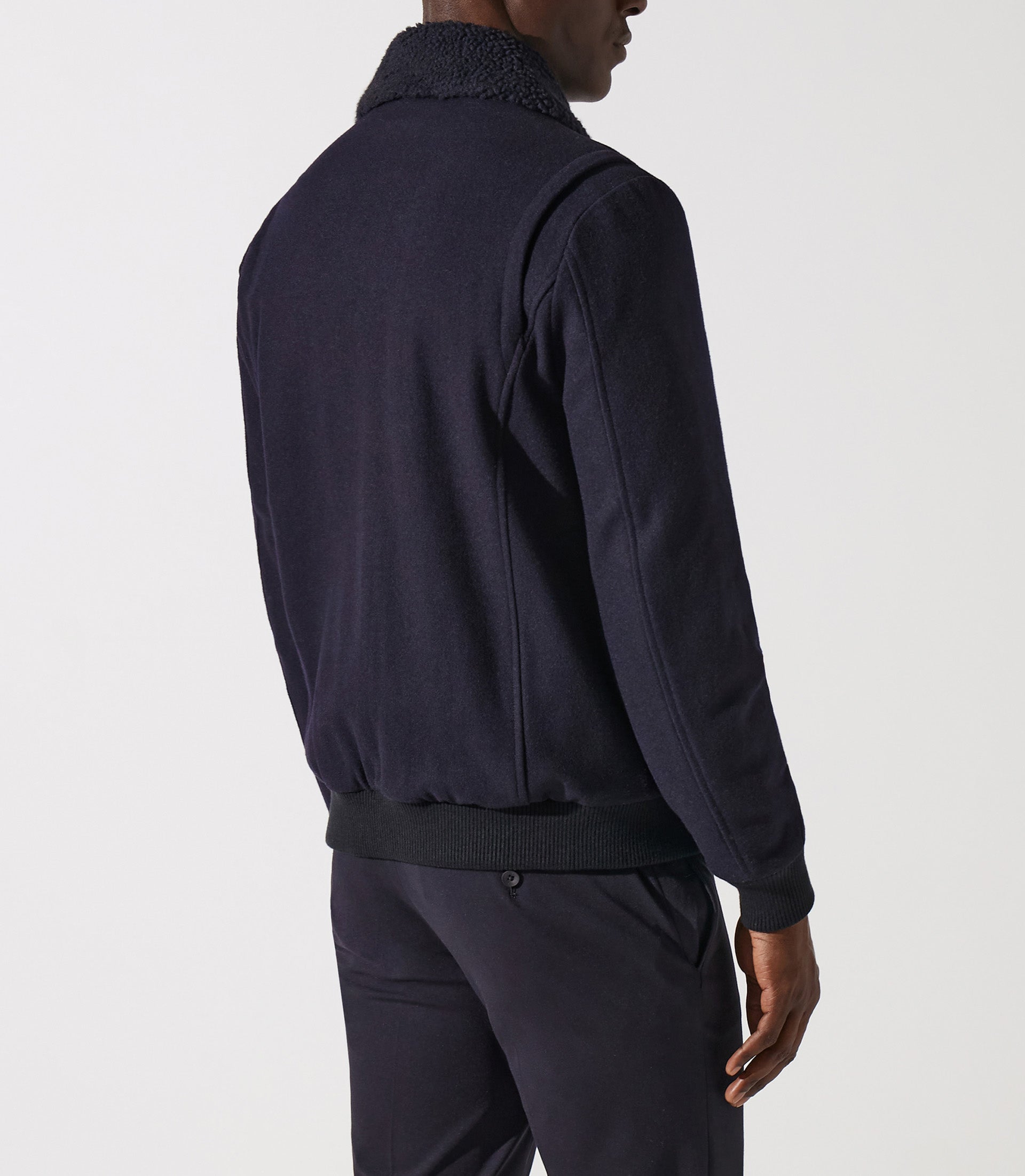 Blouson en laine col sherpa marine MATHIAS - IZAC