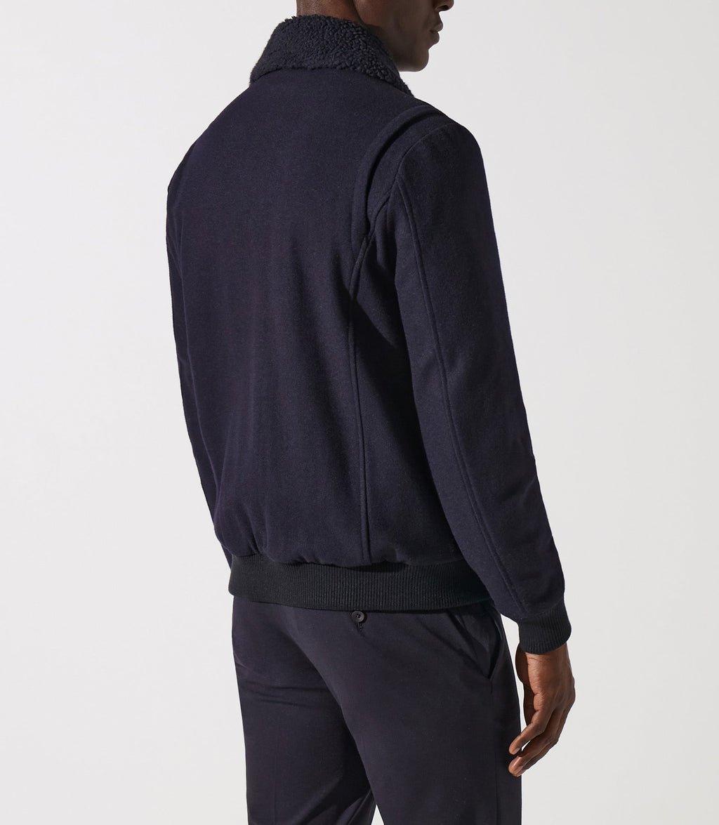 Blouson en laine col sherpa marine MATHIAS - IZAC