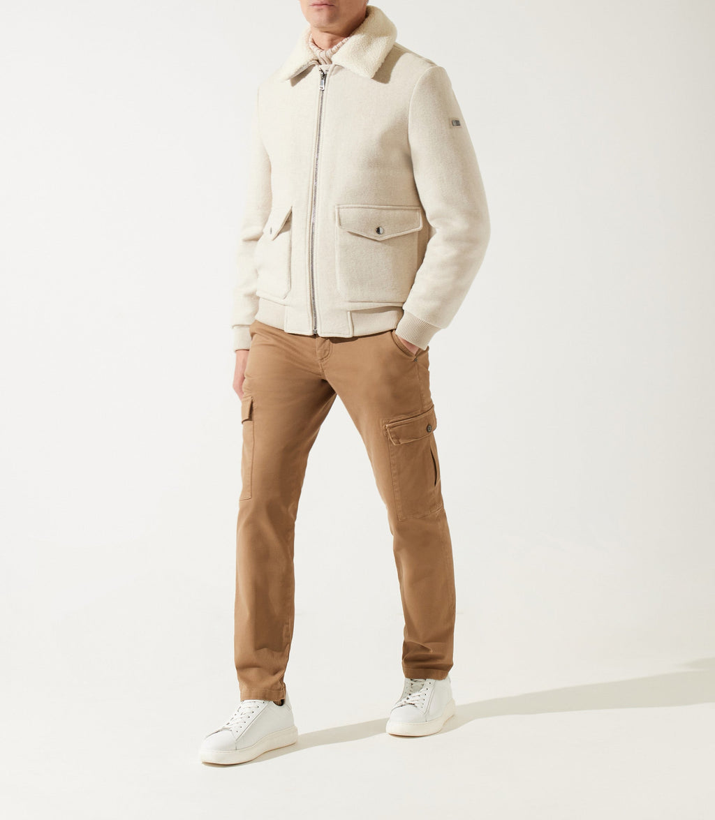 Blouson en laine col sherpa mastic MATHIAS - IZAC