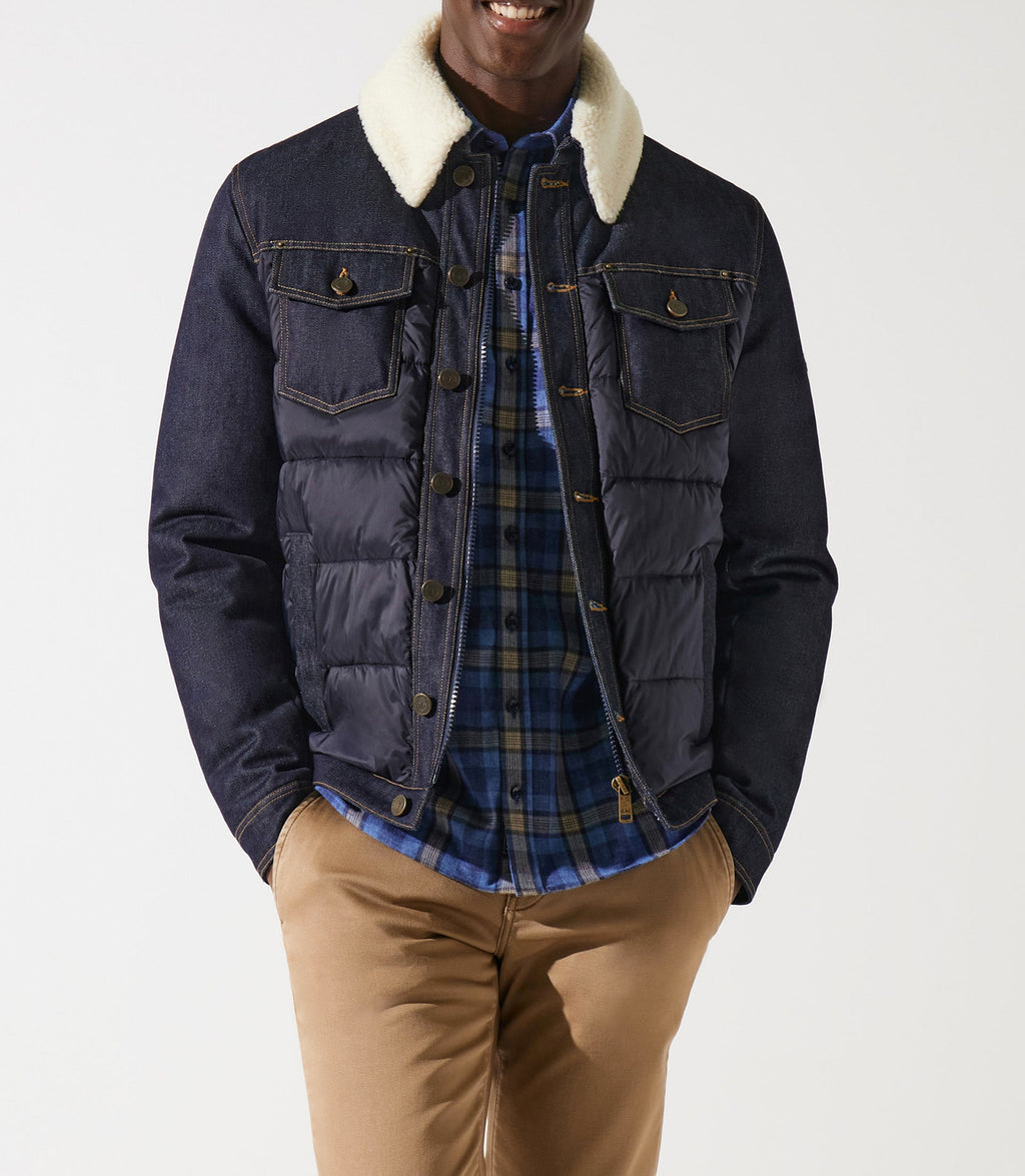 Blouson matelasse bi_matiere marine MONTREAL - IZAC