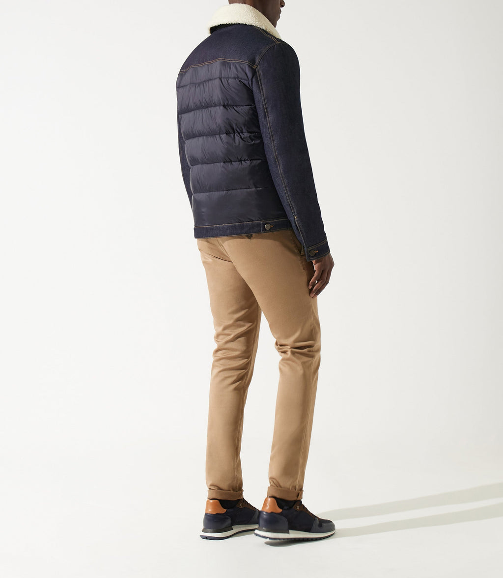 Blouson matelasse bi_matiere marine MONTREAL - IZAC