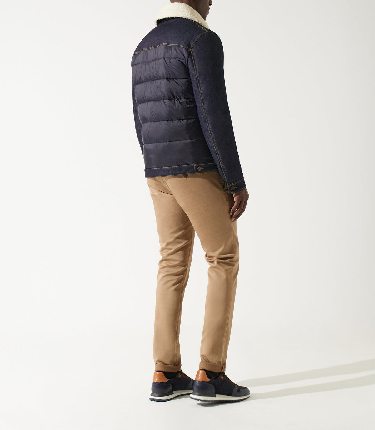 Blouson matelasse bi_matiere marine MONTREAL - IZAC