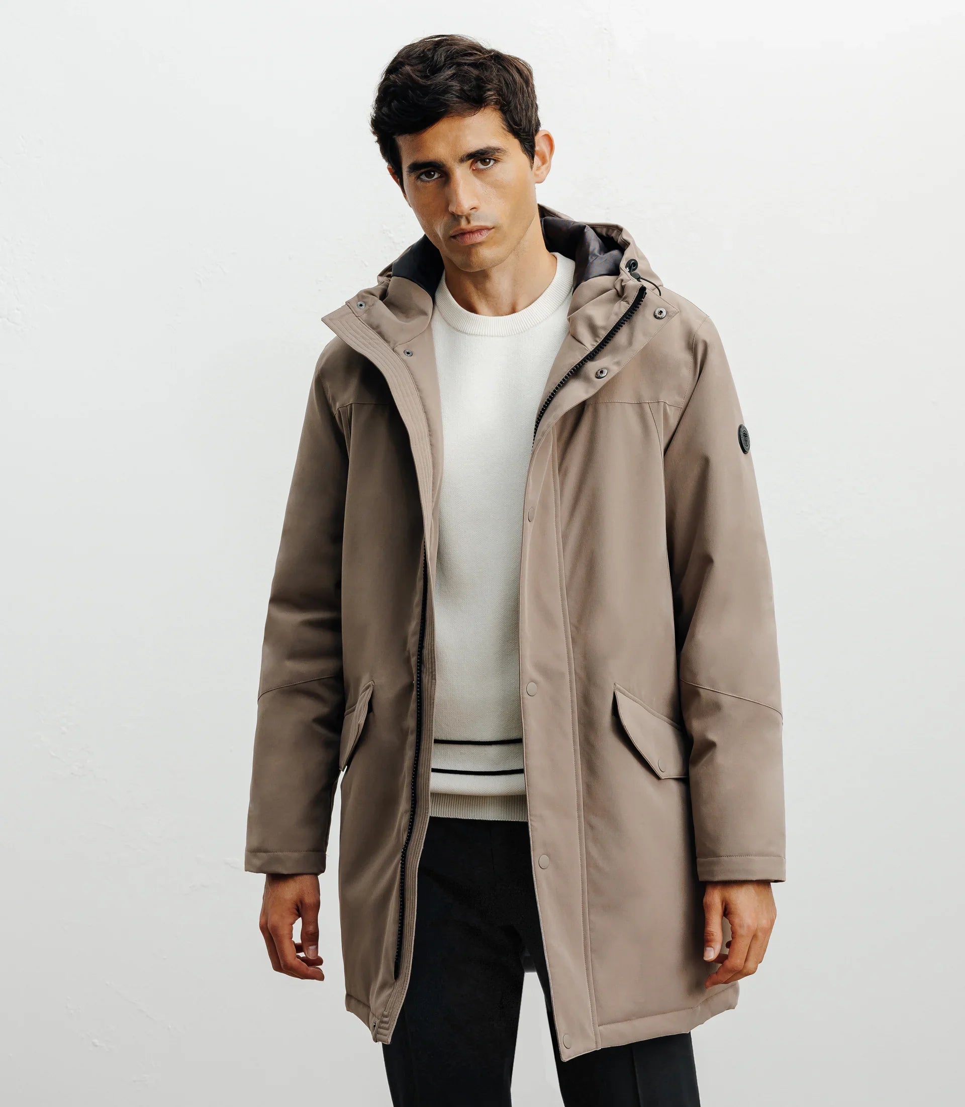 Parka à capuche taupe