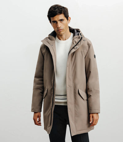 Parka à capuche taupe